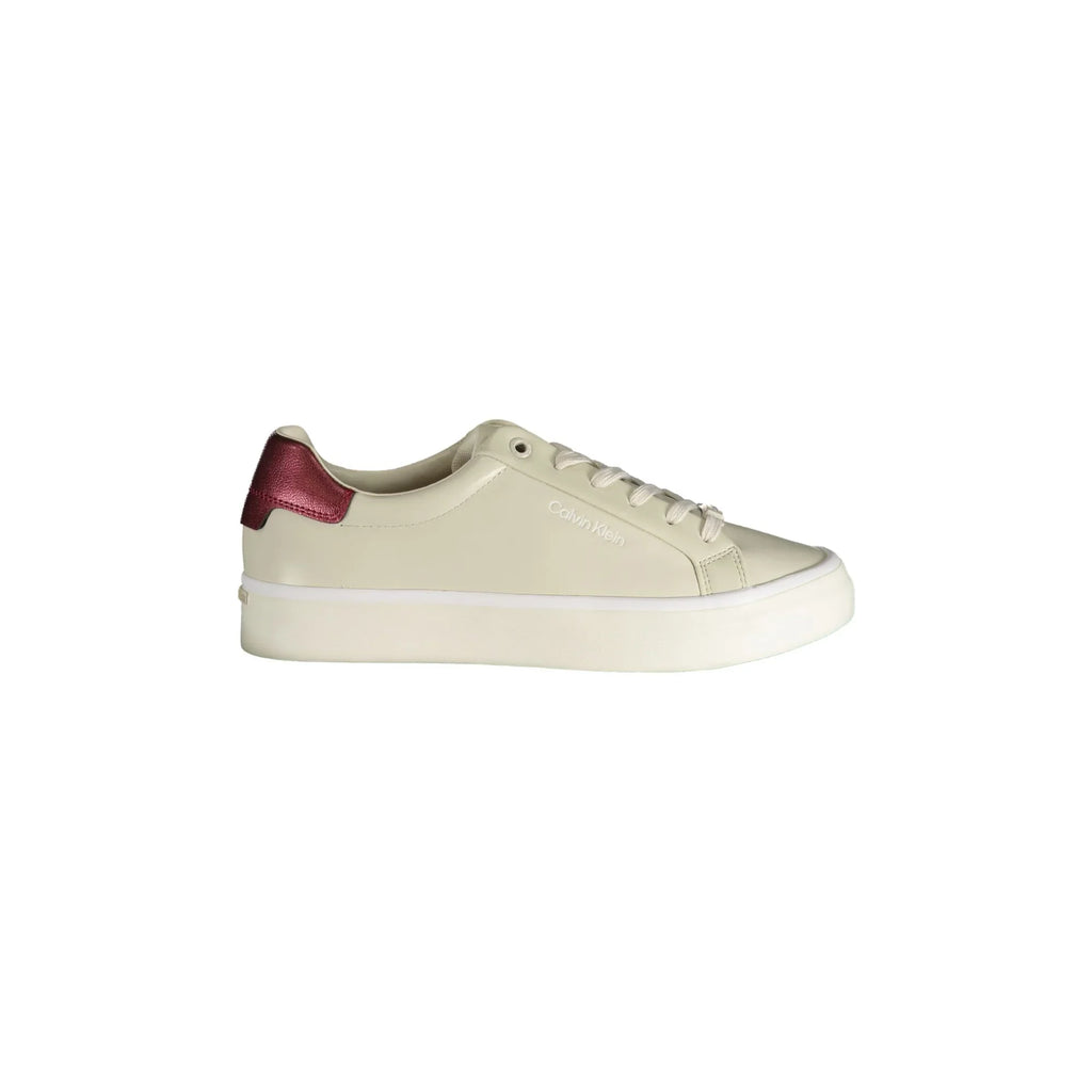 CALVIN KLEIN Scarpe Sneakers Donna Beige con Stampa e Dettagli a Contrasto