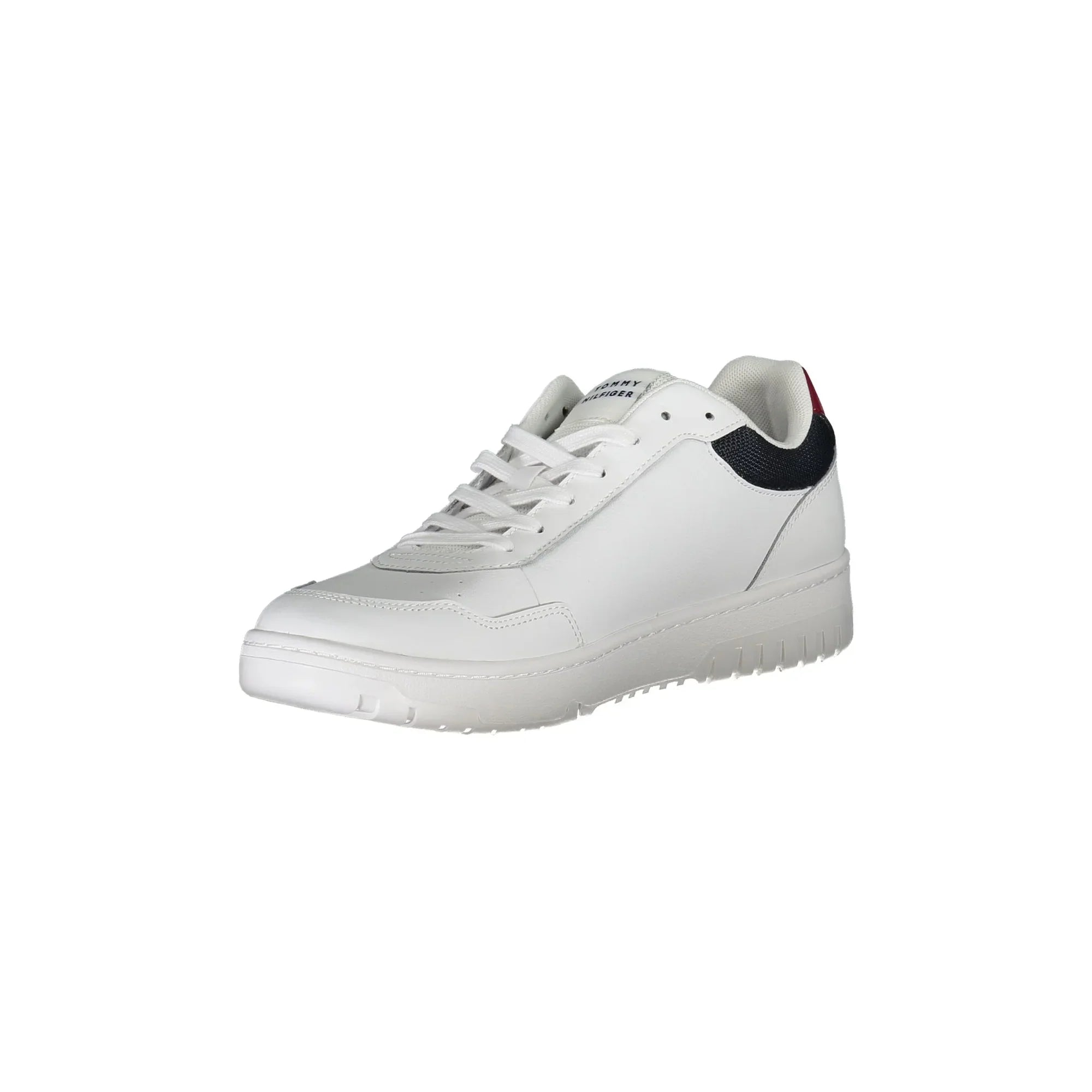 TOMMY HILFIGER Men's White Leather Sneakers with Contrast Details
