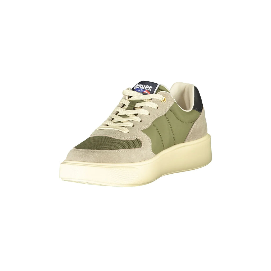 BLAUER Scarpe Sneakers Uomo Verdi con Dettagli a Contrasto e Logo