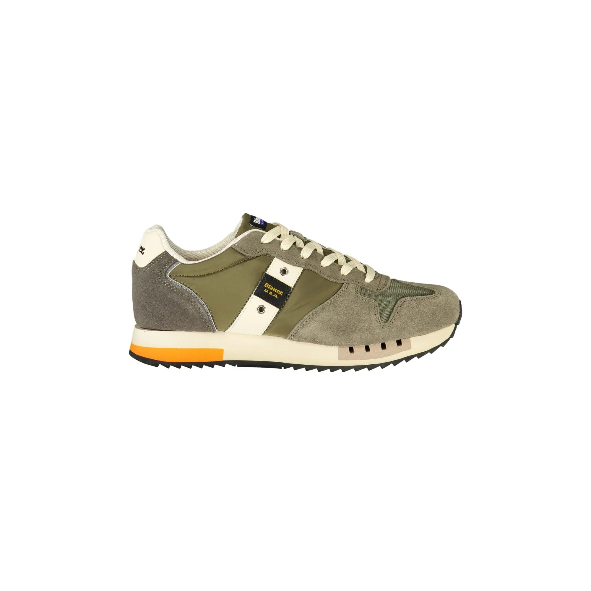 BLAUER Men's Green Sneakers with Contrast Details and Logo