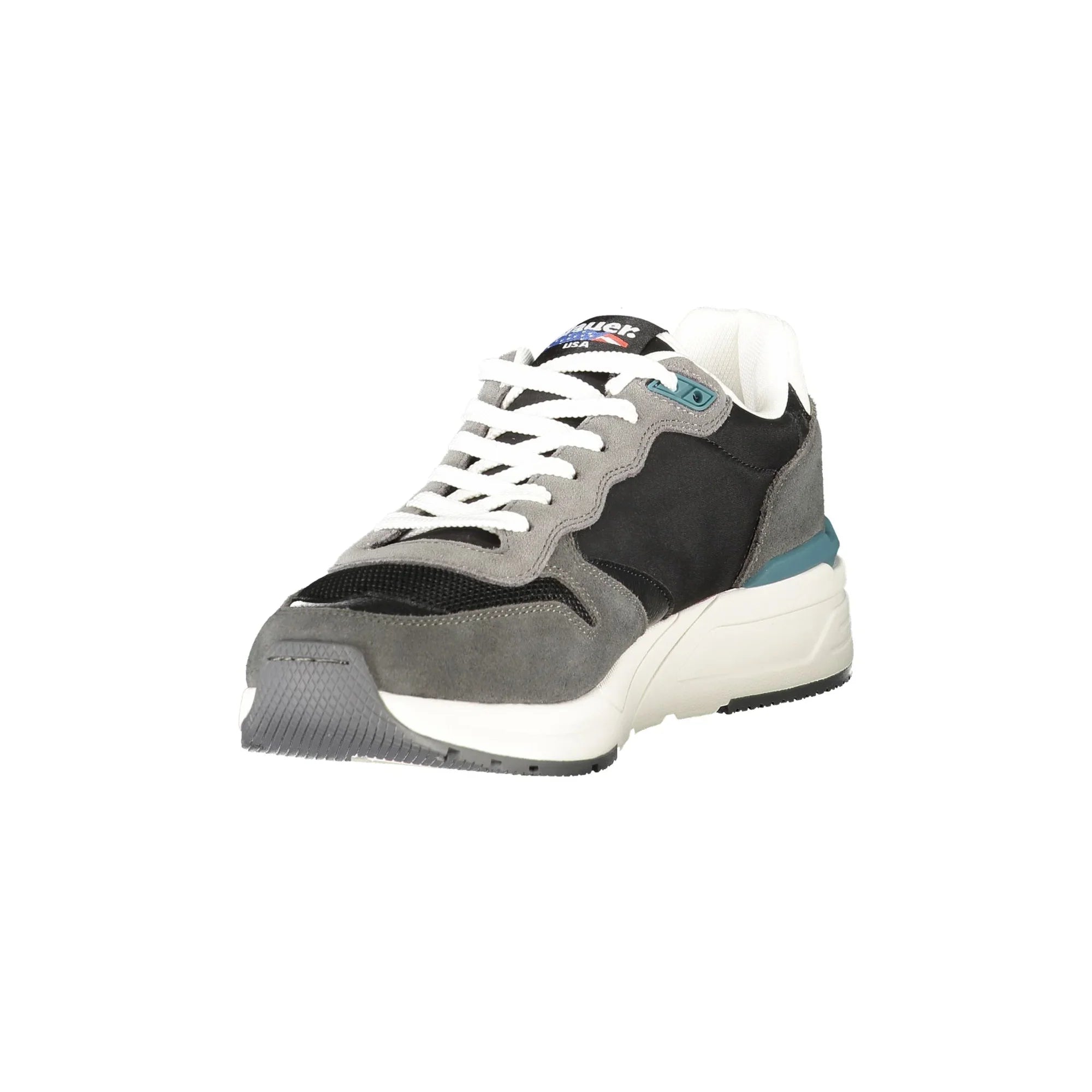 BLAUER Men's Black Sneakers with Details and Logo