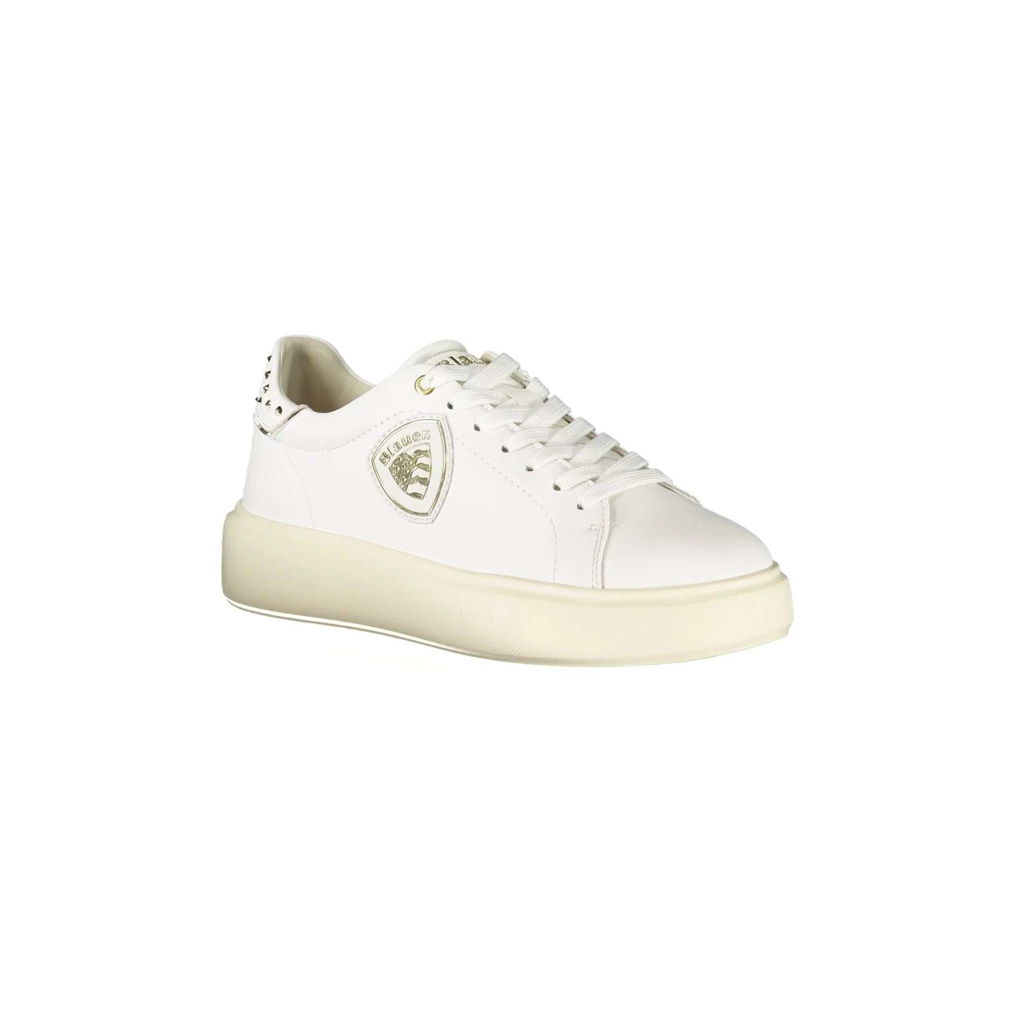 BLAUER Women's White Sneakers with Laces and Studded Appliques