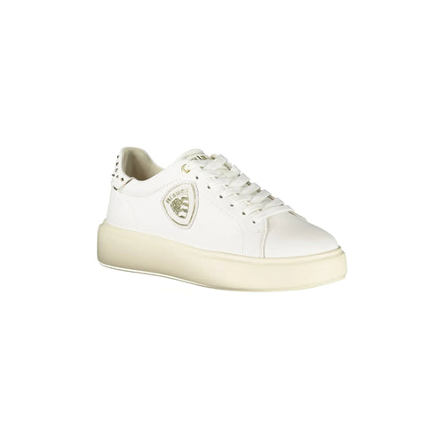 BLAUER Women's White Sneakers with Laces and Studded Appliques