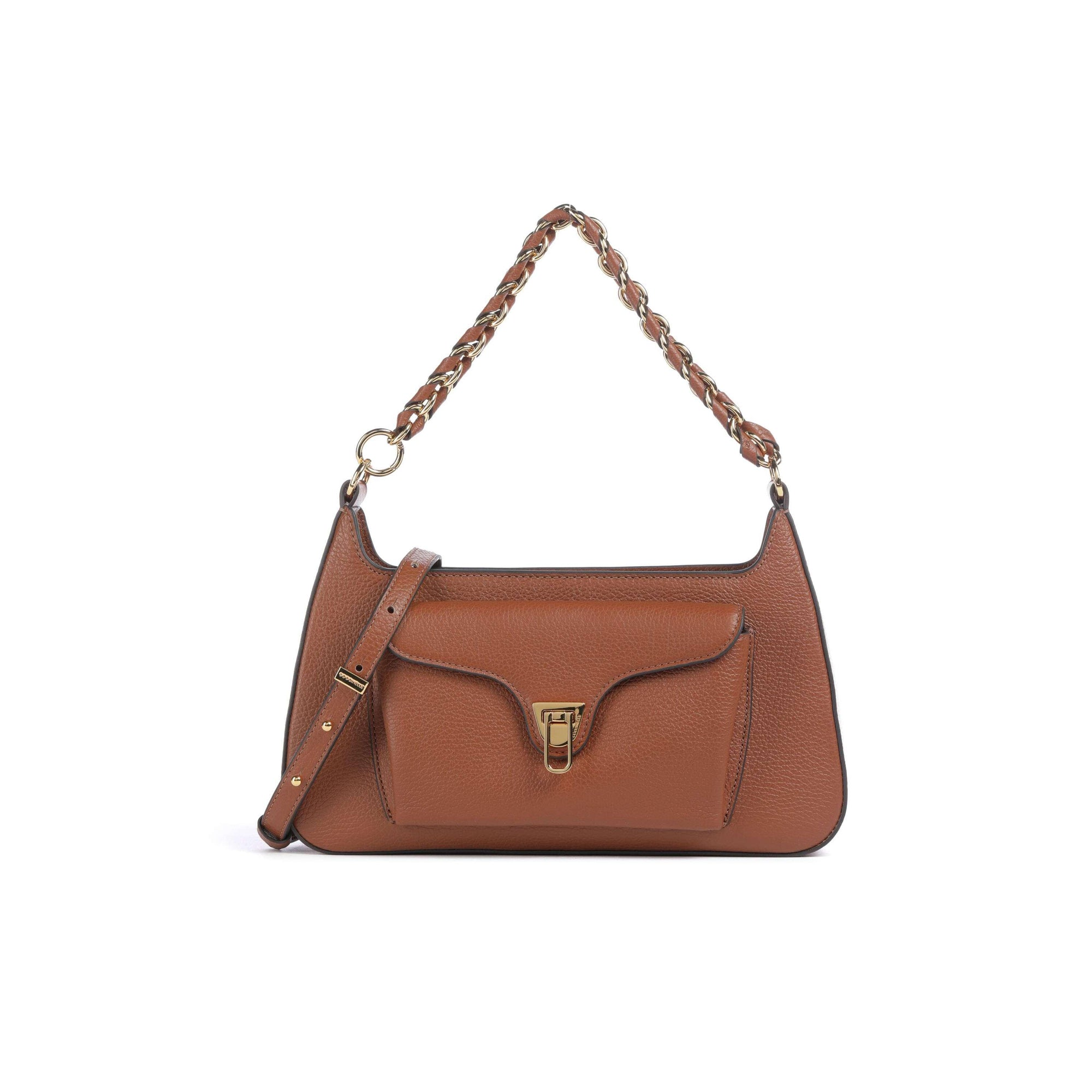 COCCINELLE Women's Brown Shoulder Bag, Made of Genuine Leather, Beat Generation