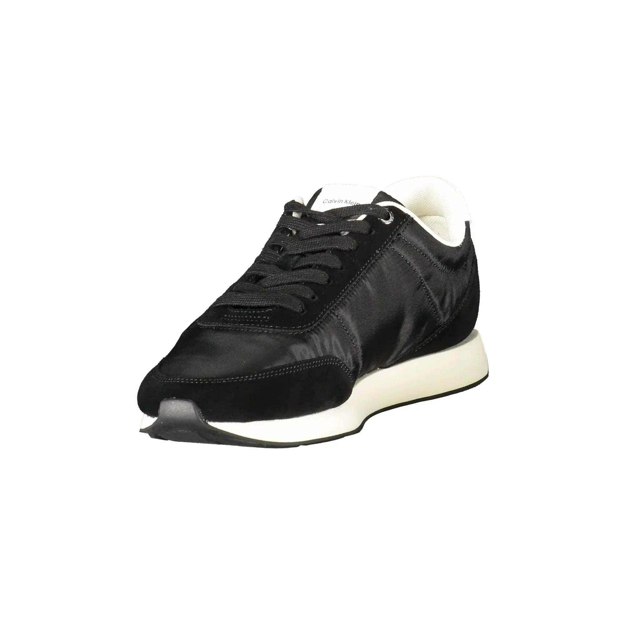 CALVIN KLEIN Men's Black Lace-Up Sneakers with White Details