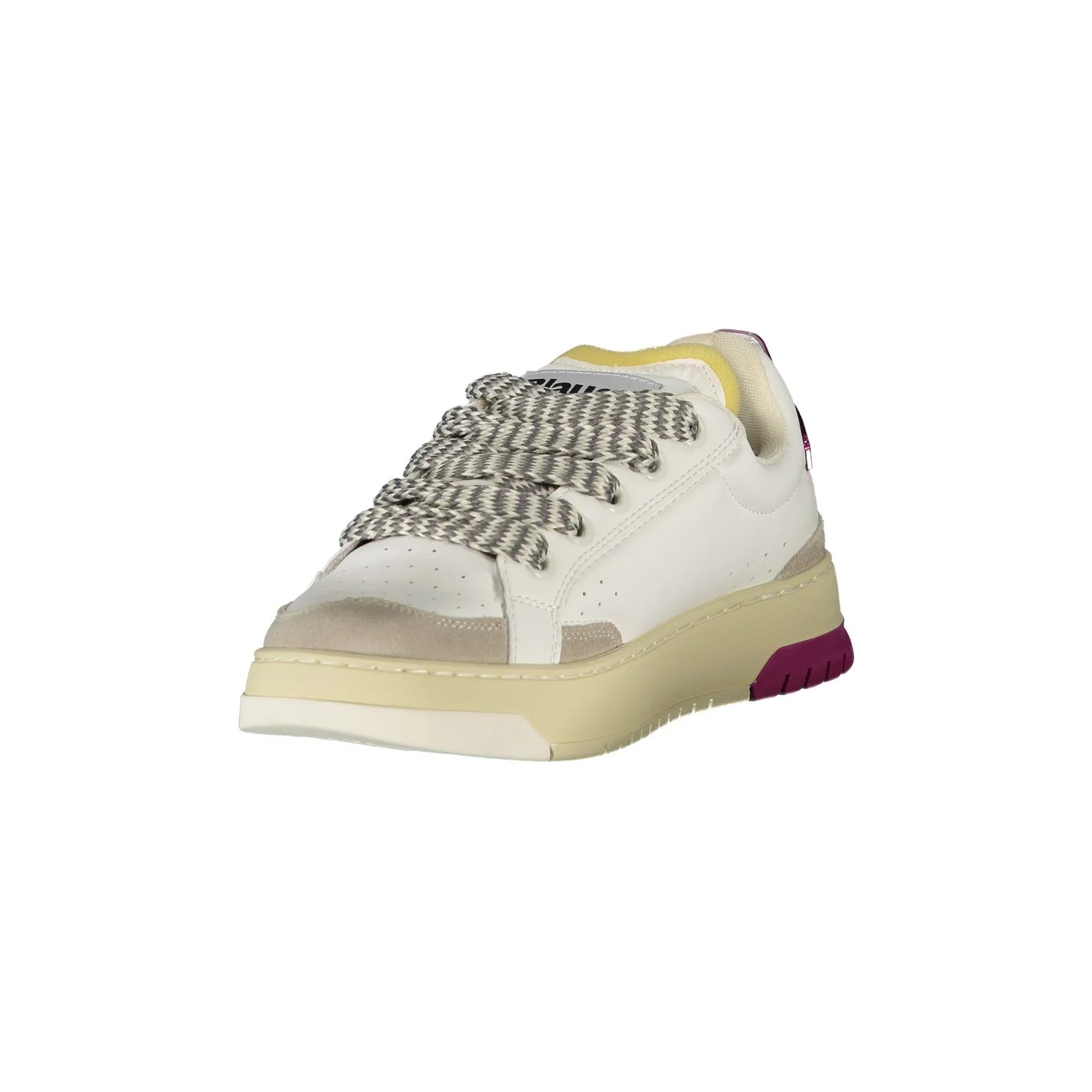 BLAUER Women's White Sneakers with Laces and Grey/Fuchsia Details