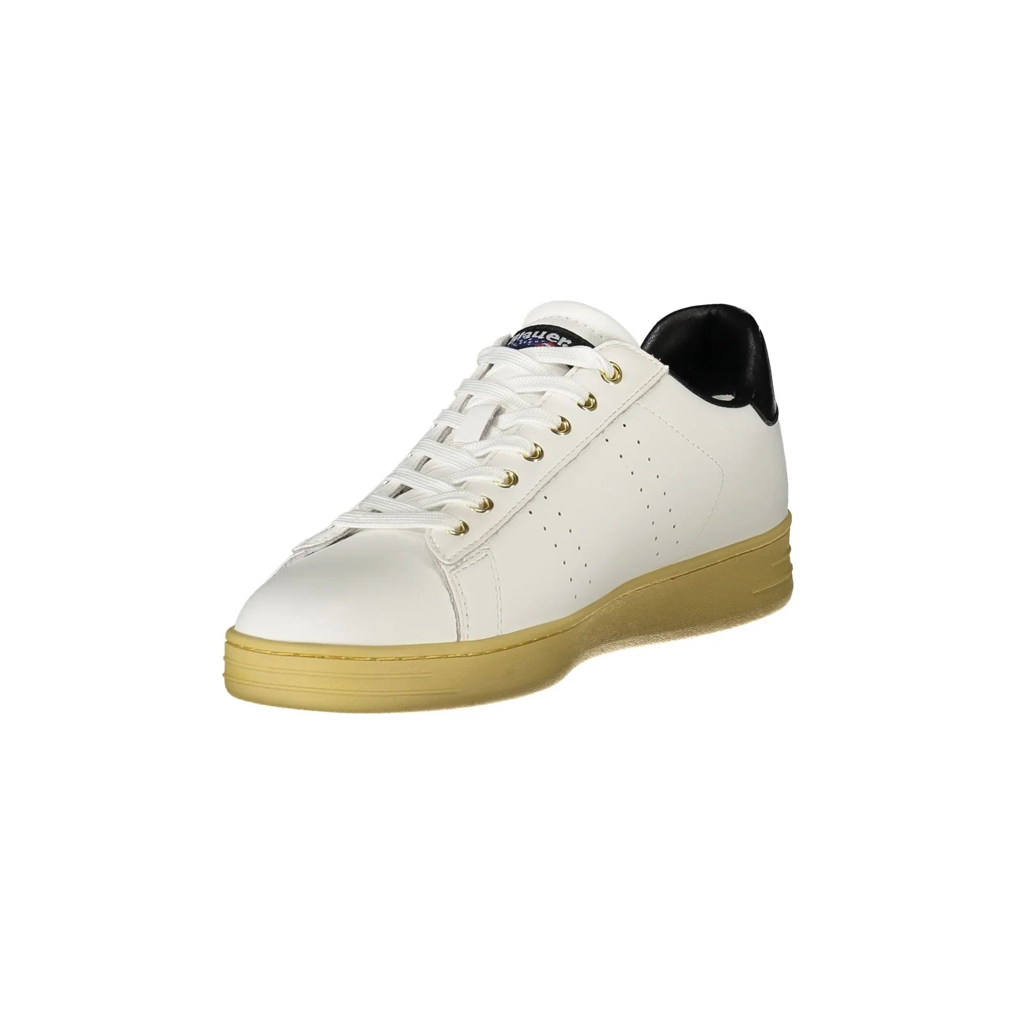 BLAUER Men's White Sneakers with Black Details