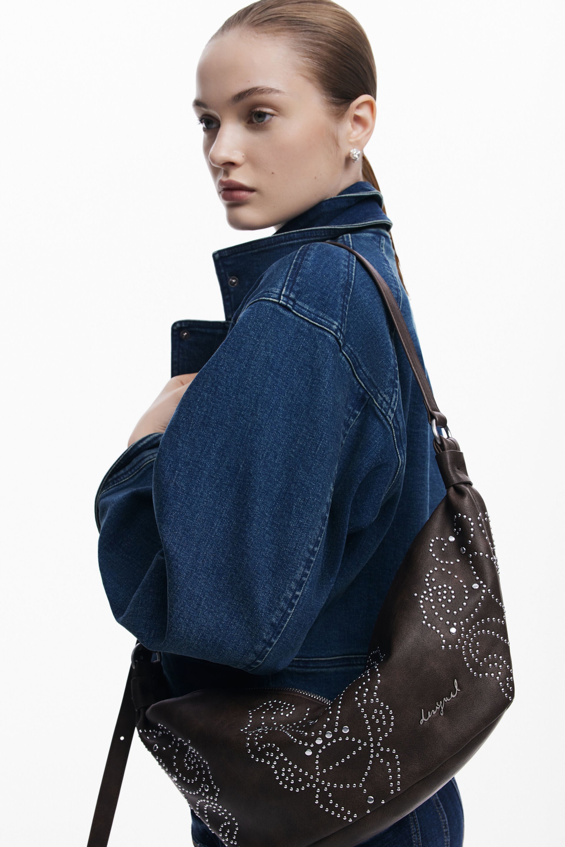 DESIGUAL Women's Brown Shoulder Bag, Poker Face Munster