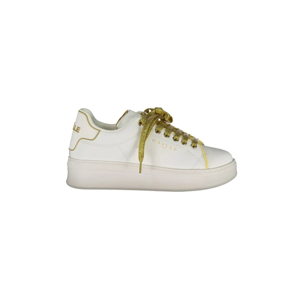 GAELLE PARIS Women's White Sneakers with Double Logo Laces