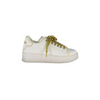 GAELLE PARIS Women's White Sneakers with Double Logo Laces