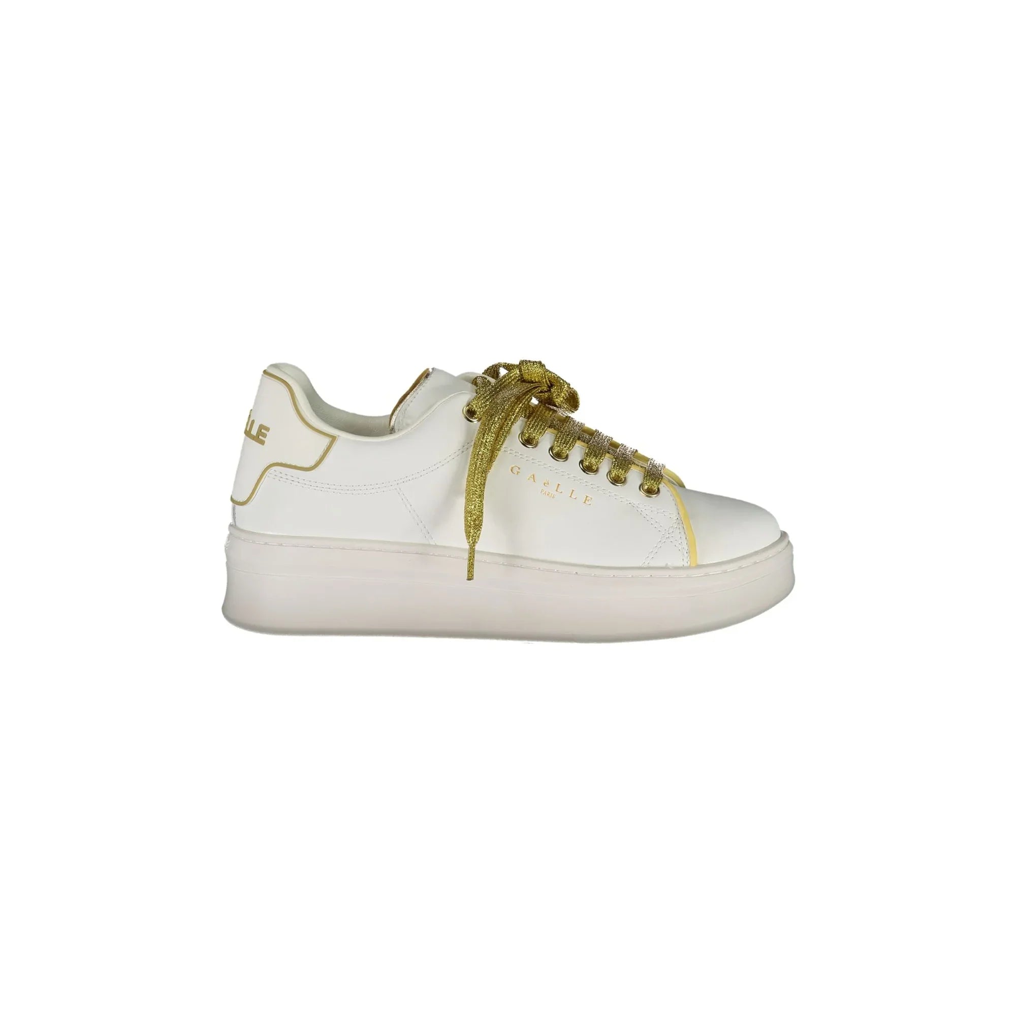 GAELLE PARIS Women's White Sneakers with Double Logo Laces