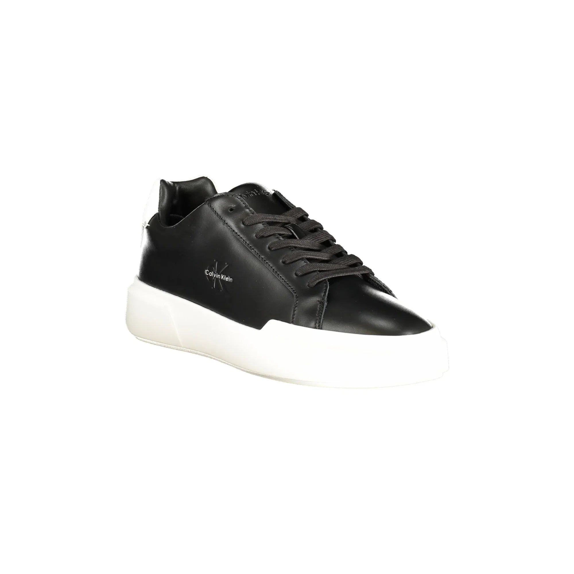 CALVIN KLEIN Men's Black Lace-Up Sneakers with White Details