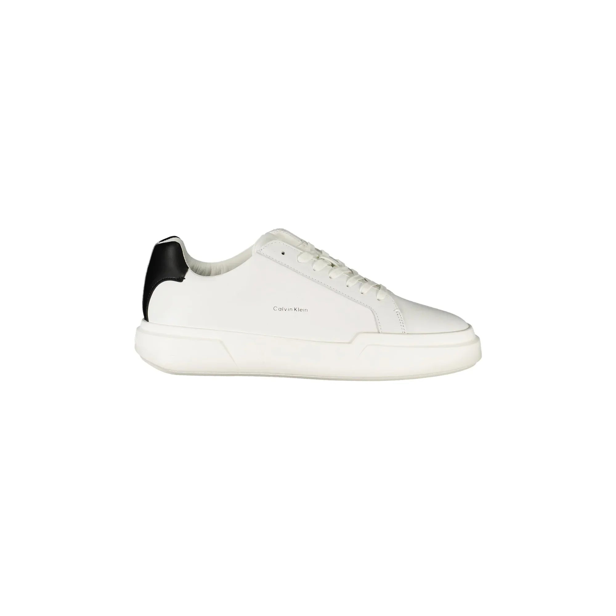 CALVIN KLEIN Men's White Lace-up Sneakers with Black Details