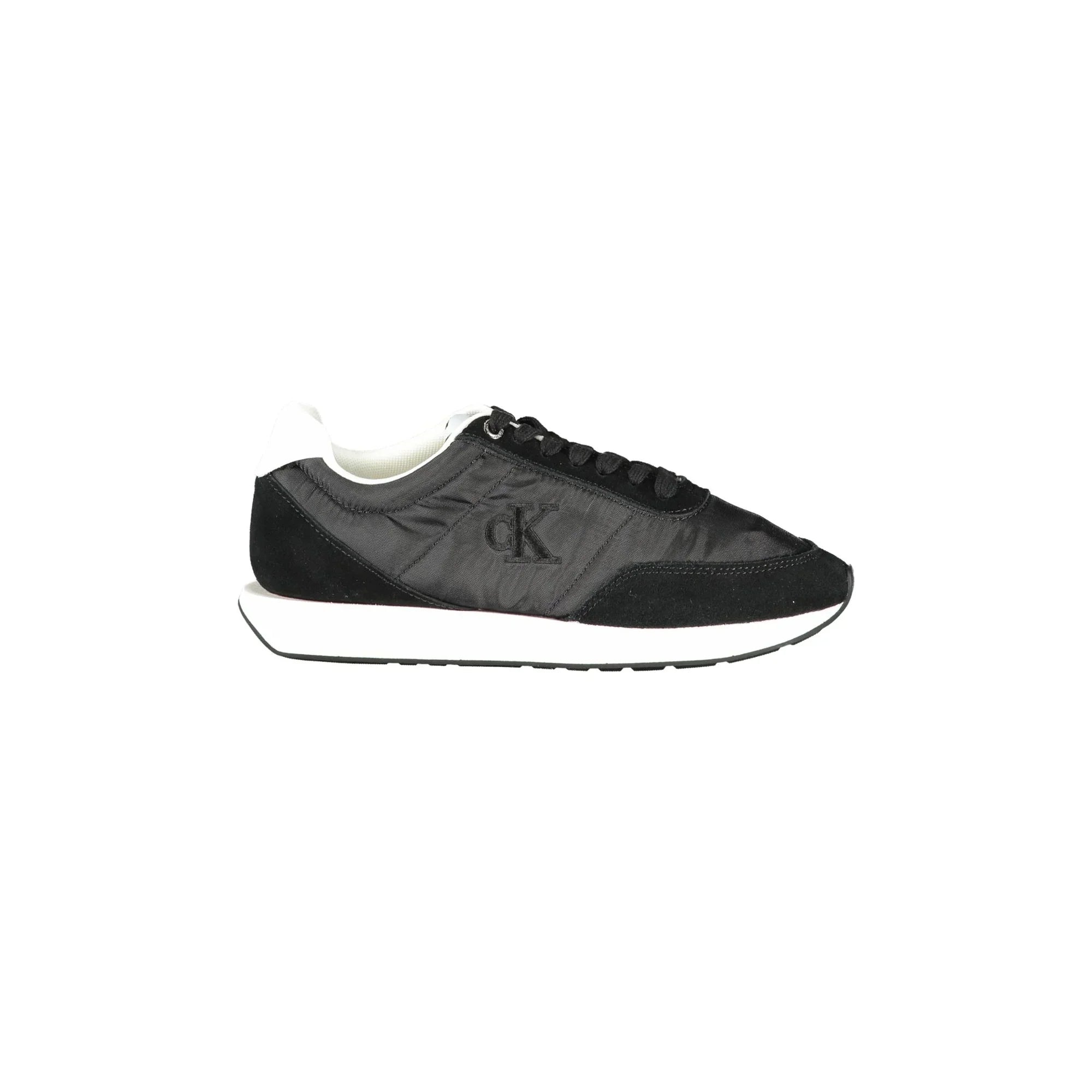 CALVIN KLEIN Women's Black Lace-Up Sneakers with White Details