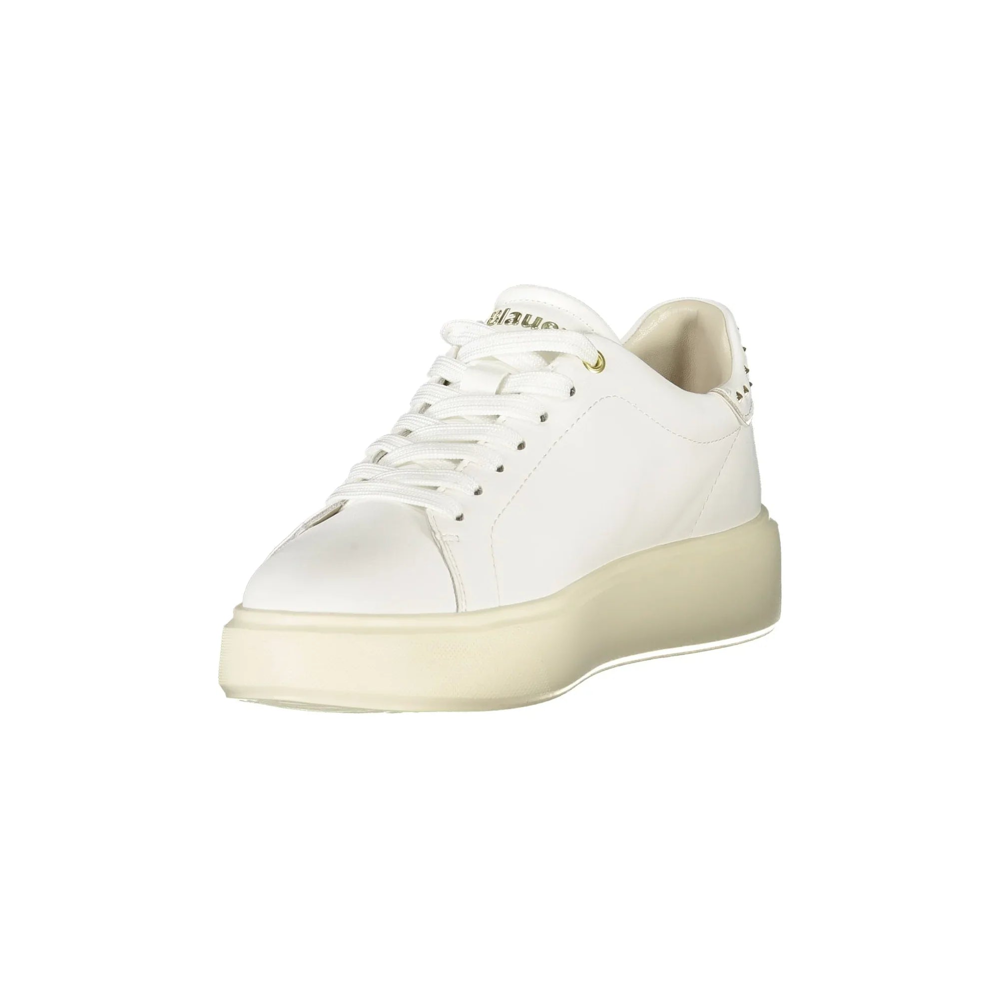 BLAUER Women's White Sneakers with Laces and Studded Appliques