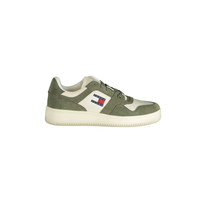 TOMMY HILFIGER Men's Green Sneakers with Contrast Details