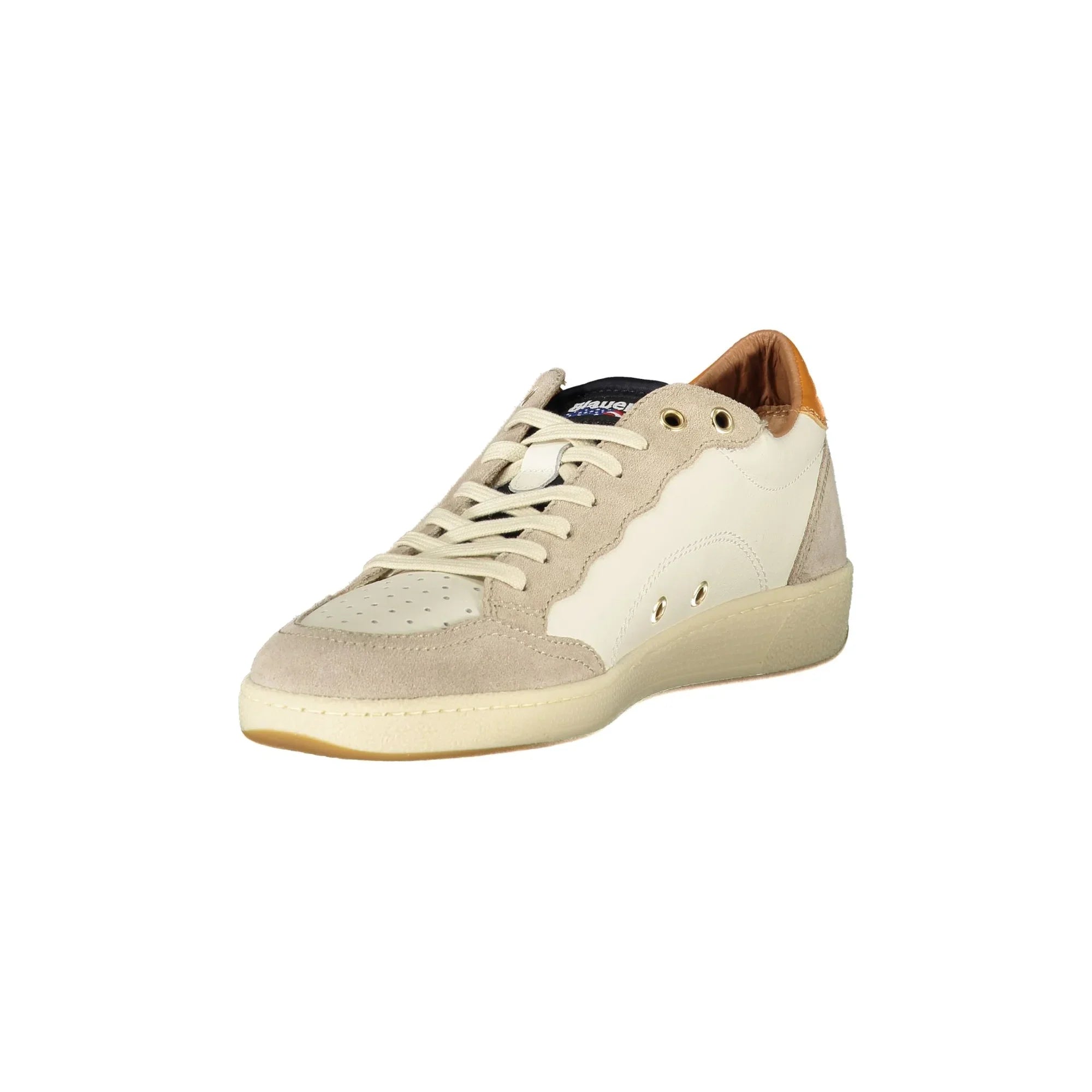 BLAUER Men's White Lace-up Sneakers with Contrast Details