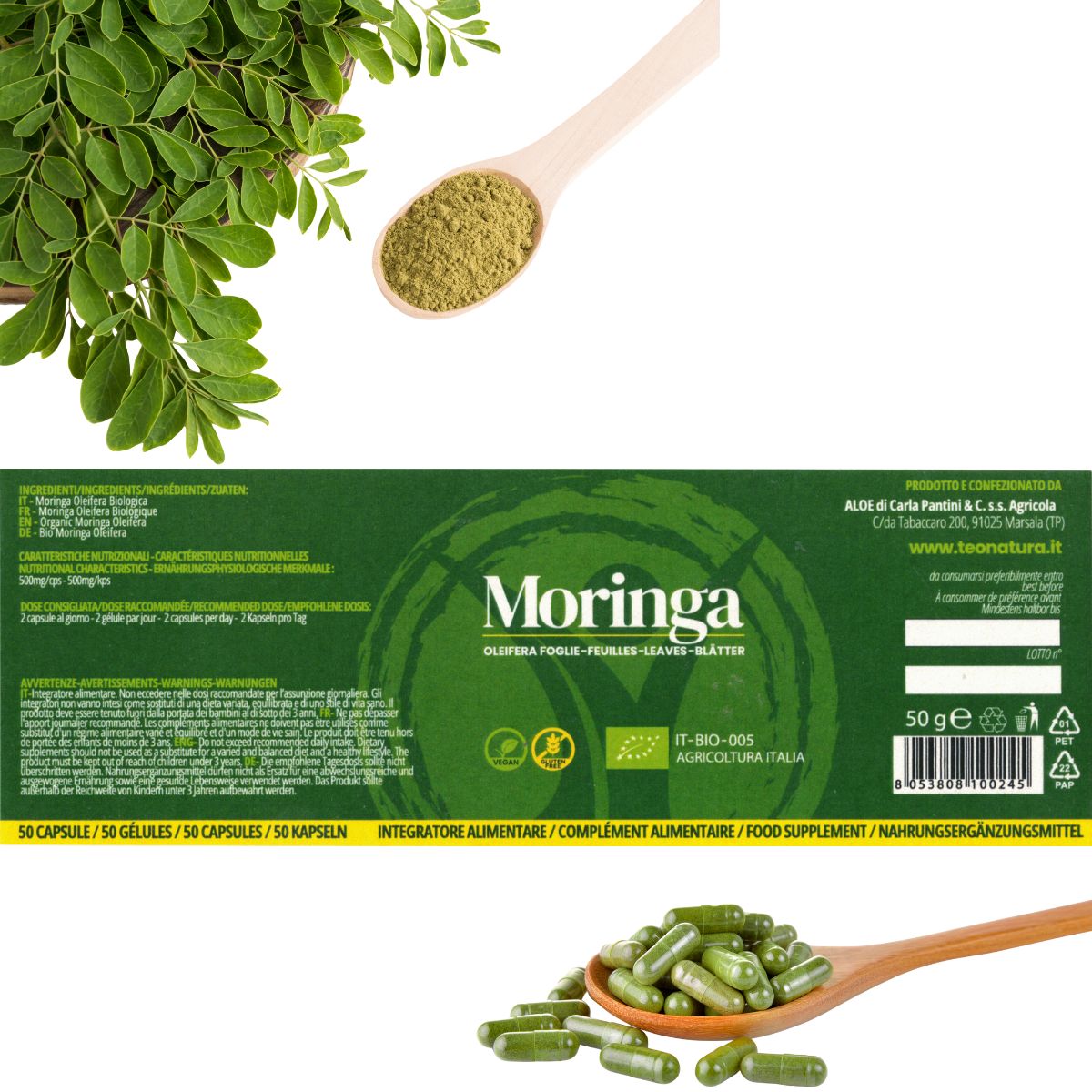 Organic Moringa Oleifera in Capsules | 50 Capsules