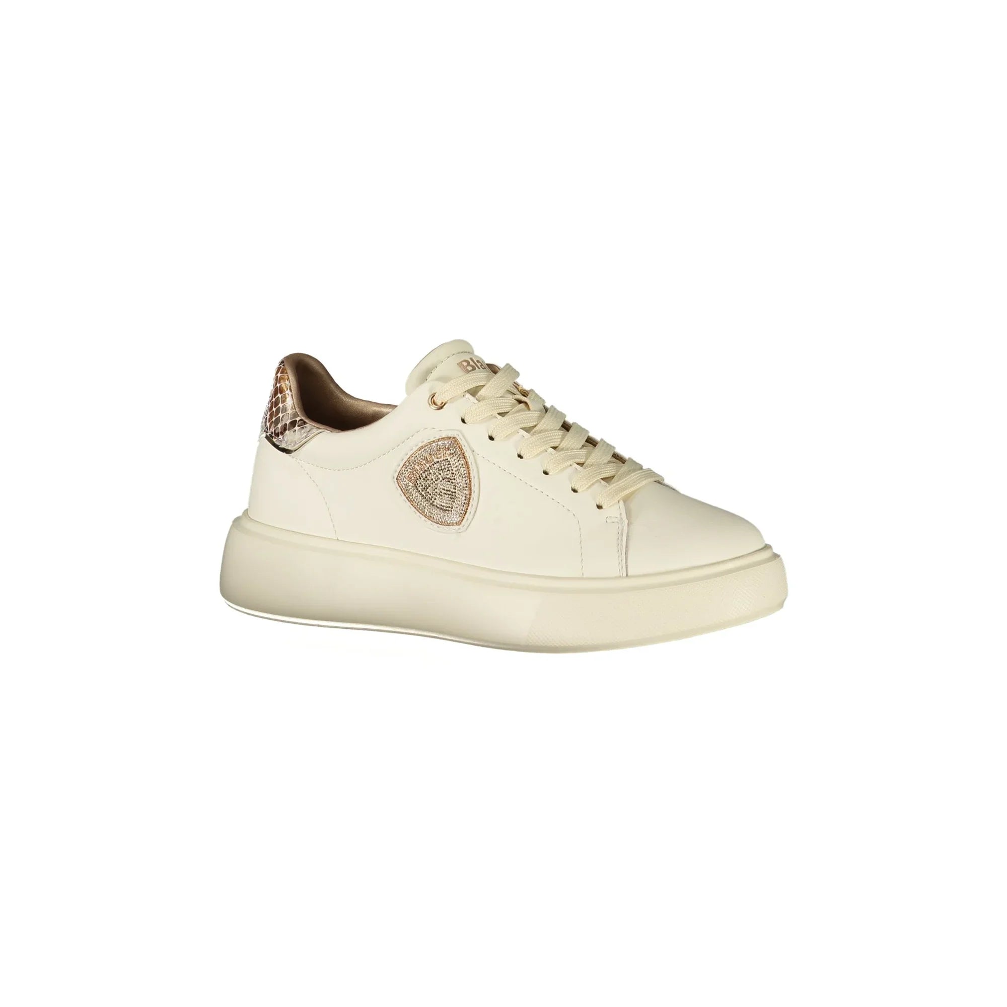 BLAUER Women's Beige Sneakers with Laces and Python Details