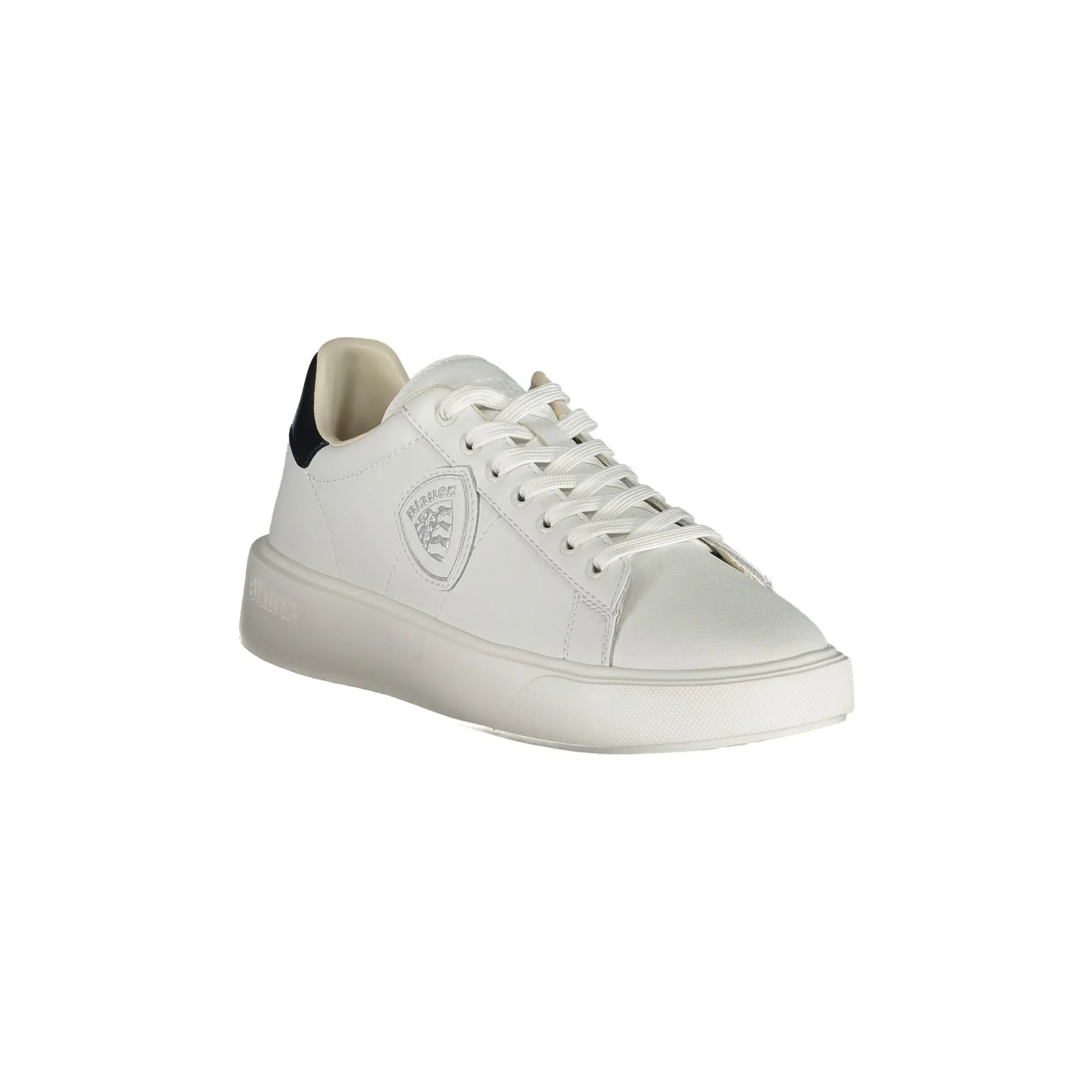 BLAUER Scarpe Sneakers Uomo Bianche con Dettagli Blu e Logo