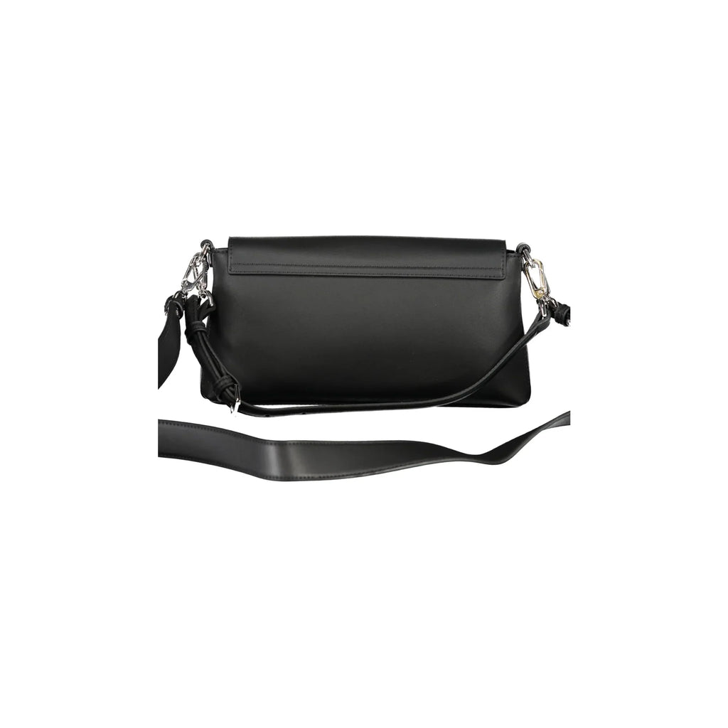 Calvin Klein Women's Black Handle Bag with Shoulder Strap, Internal Pockets, and Automatic Closure