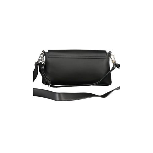 Calvin Klein Women's Black Handle Bag with Shoulder Strap, Internal Pockets, and Automatic Closure