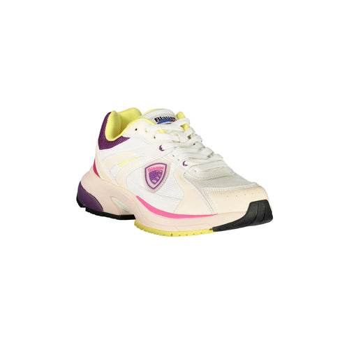 BLAUER Women's White Sneakers with Laces and Purple/Pink/Yellow Details