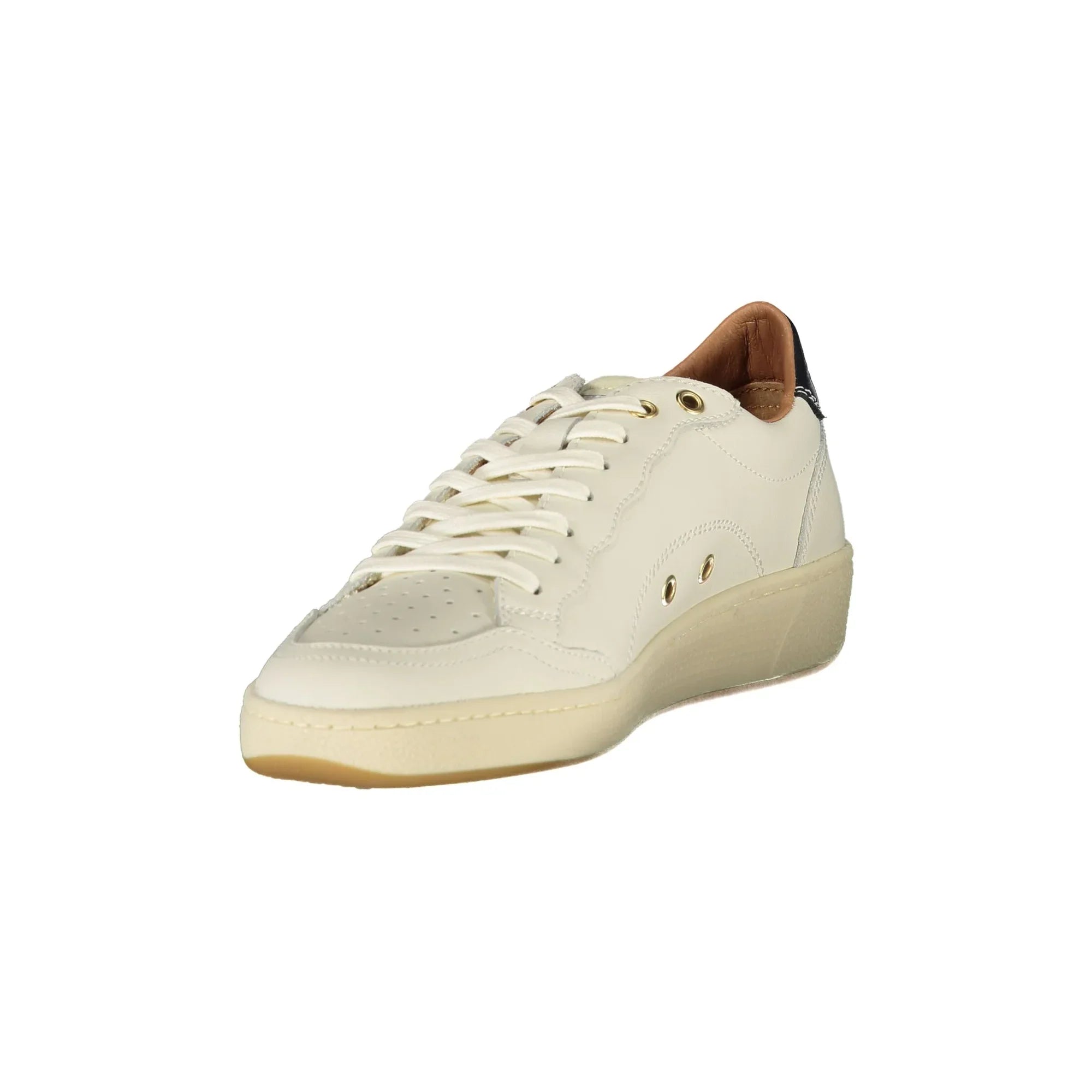 BLAUER Women's White Sneakers with Laces and Black Contrast Details