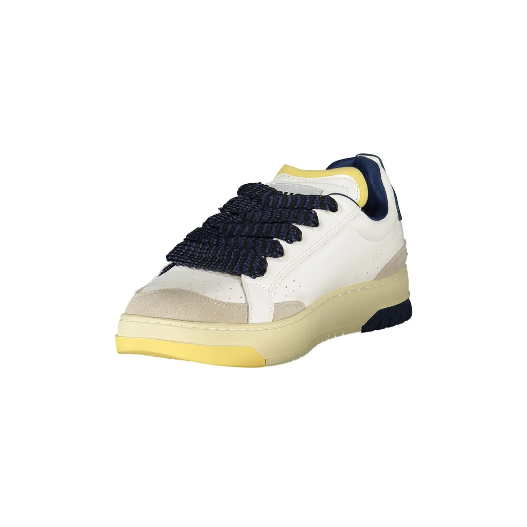 BLAUER Sneakers Uomo Bianche con Lacci e Dettagli in Blu
