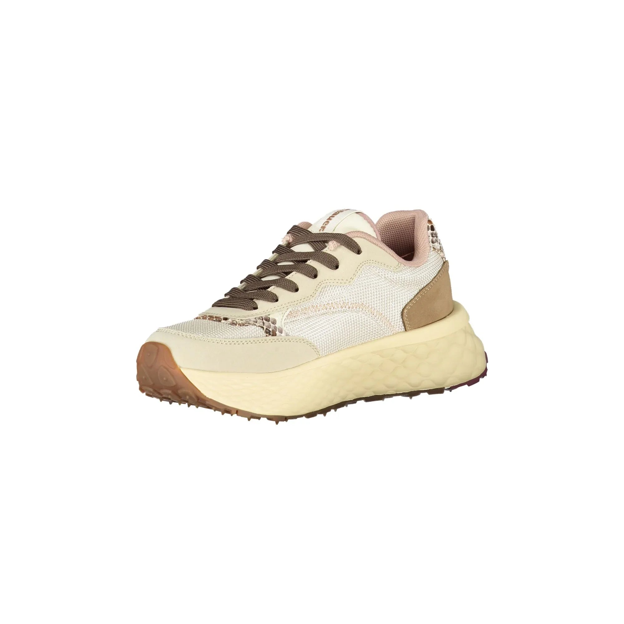 BLAUER Women's Beige Sneakers with Laces and Contrast Details