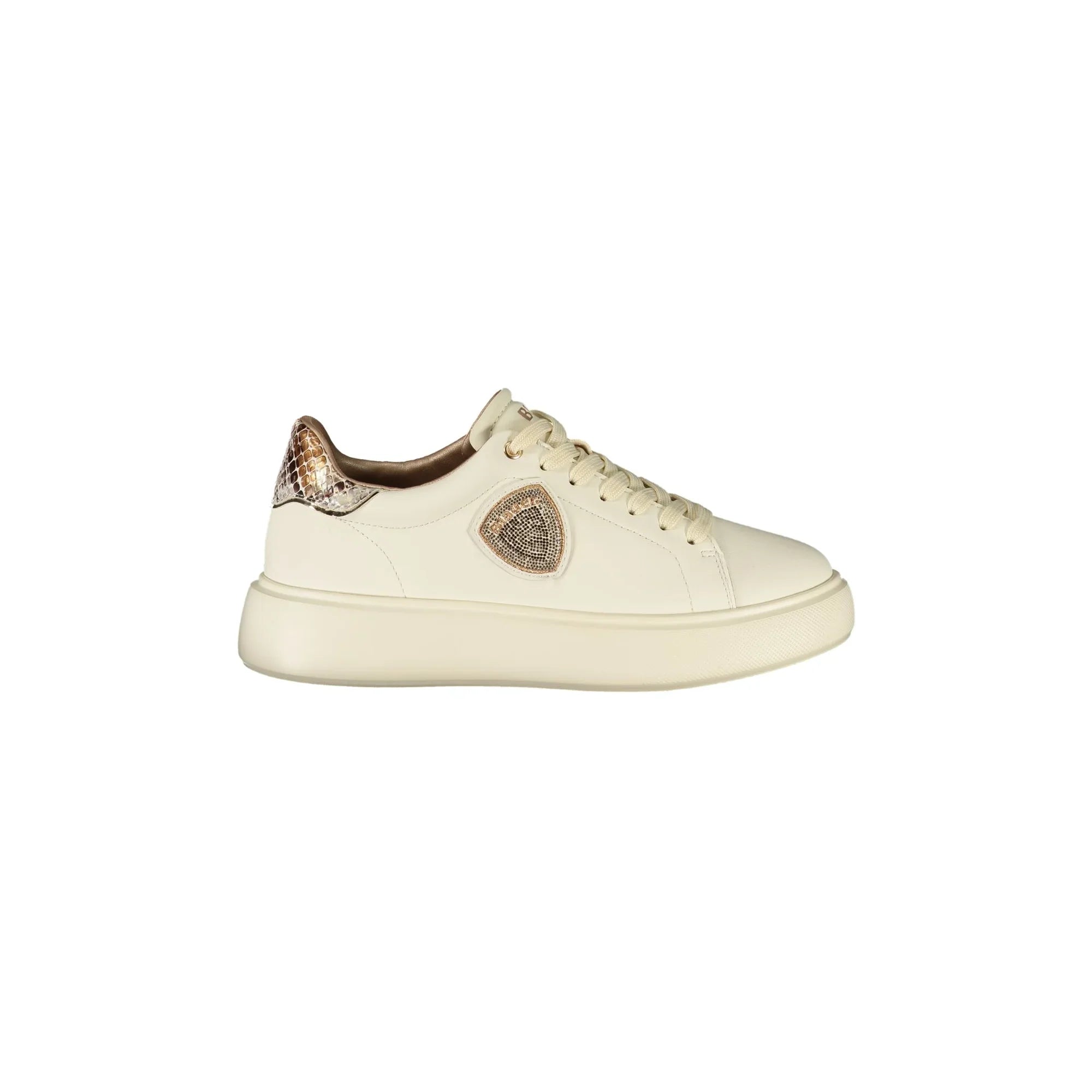 BLAUER Women's Beige Sneakers with Laces and Python Details