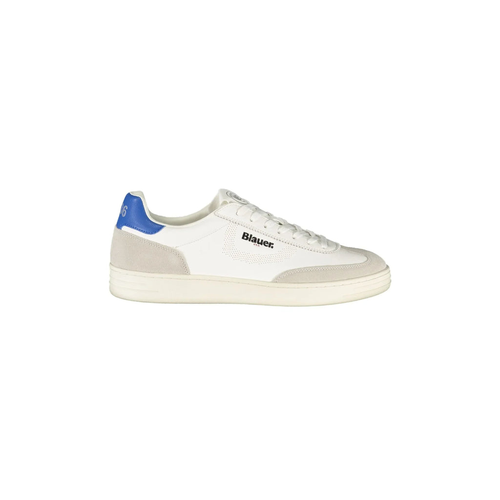 BLAUER Sneakers Uomo Bianche con Lacci e Dettagli a Contrasto Bianco