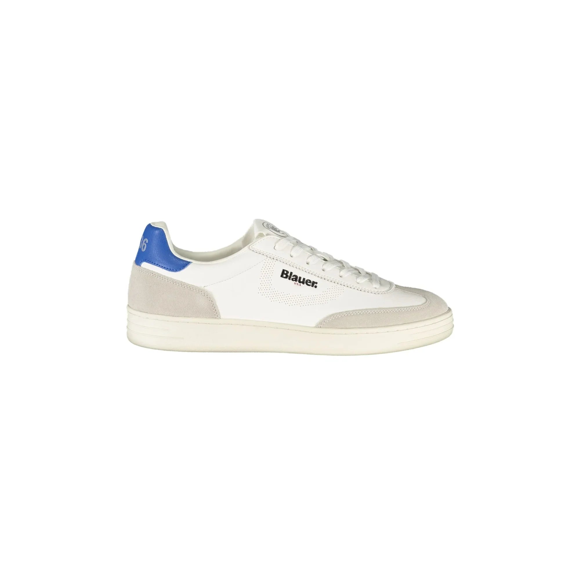BLAUER Men's White Sneakers with Laces and Contrast Details White