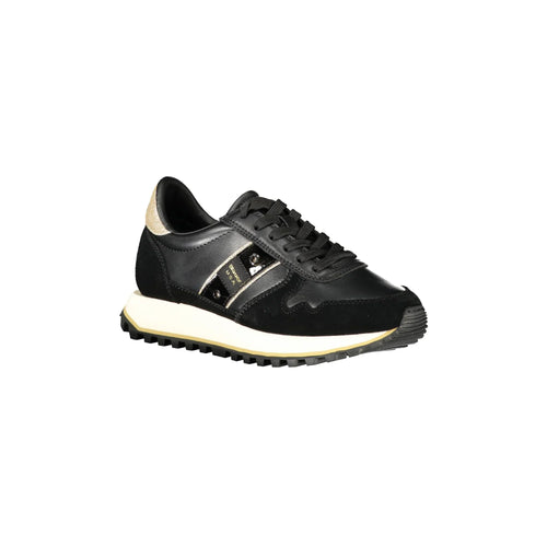 BLAUER Women's Black Sneakers with Laces and Gold Details