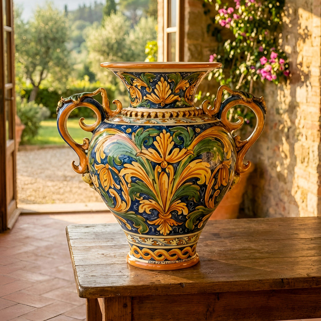Vaso Anfora in Ceramica di Caltagirone h 40 cm — Ornato Calatino