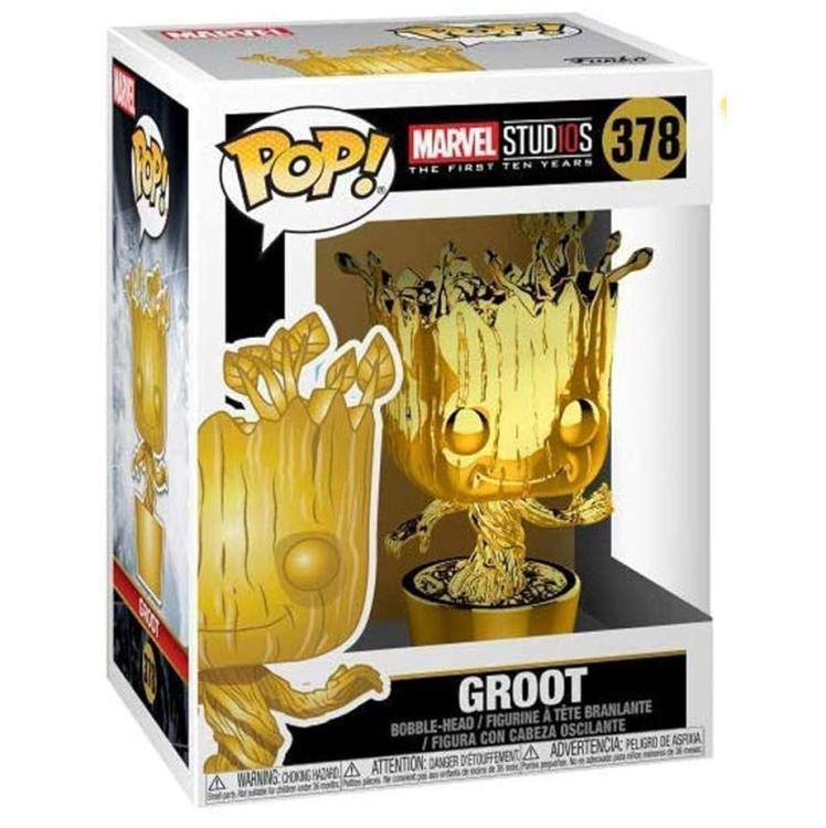 Funko Pop! Marvel Studios The First Ten Years (378) Groot "Gold Chrome" Figure