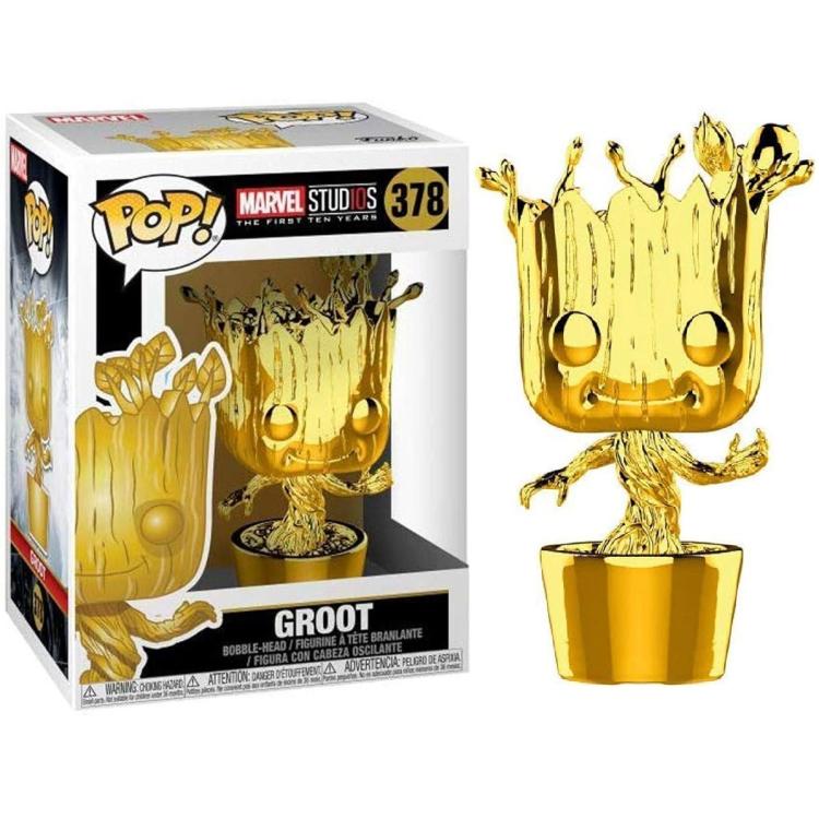 Funko Pop! Marvel Studios The First Ten Years (378) Groot "Gold Chrome" Figure