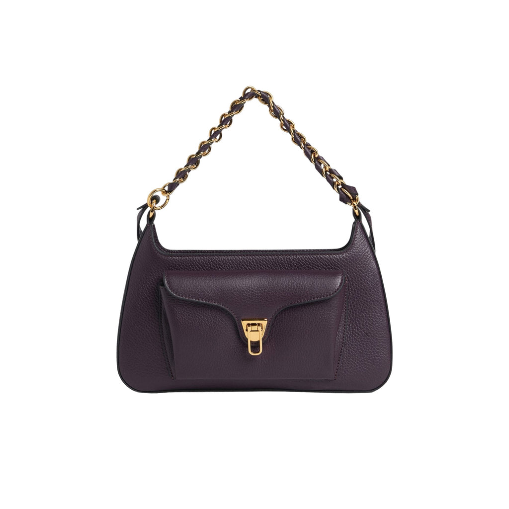 COCCINELLE Women's Purple Shoulder Bag, Made of Genuine Leather, Beat Generation