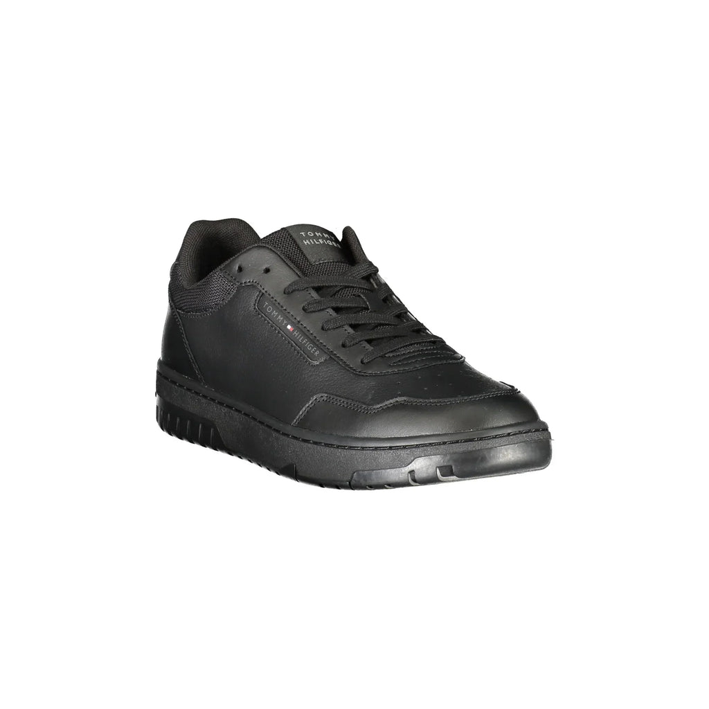 TOMMY HILFIGER Men's Black Sneakers with Logo and Removable Insole