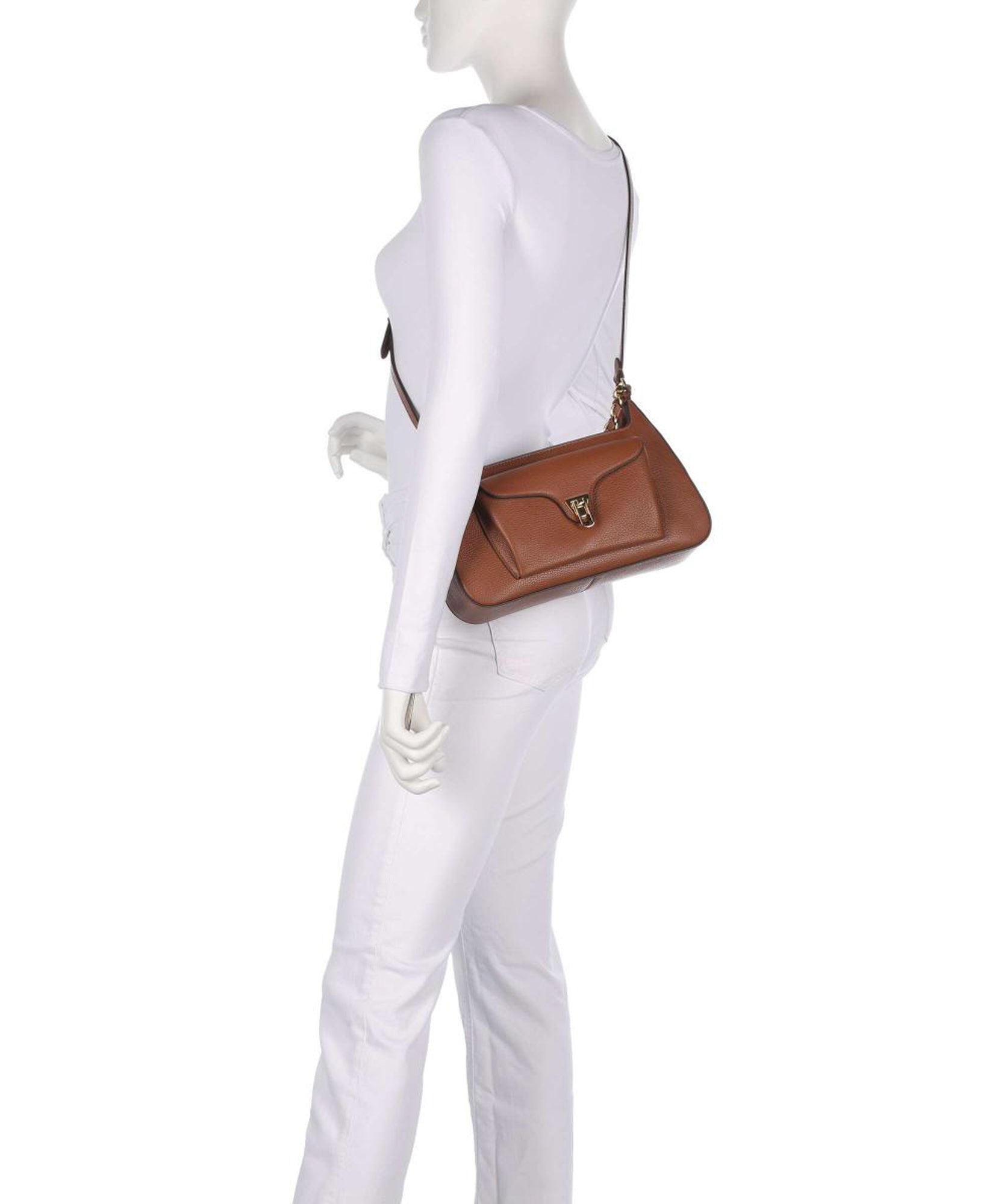 COCCINELLE Women's Brown Shoulder Bag, Made of Genuine Leather, Beat Generation