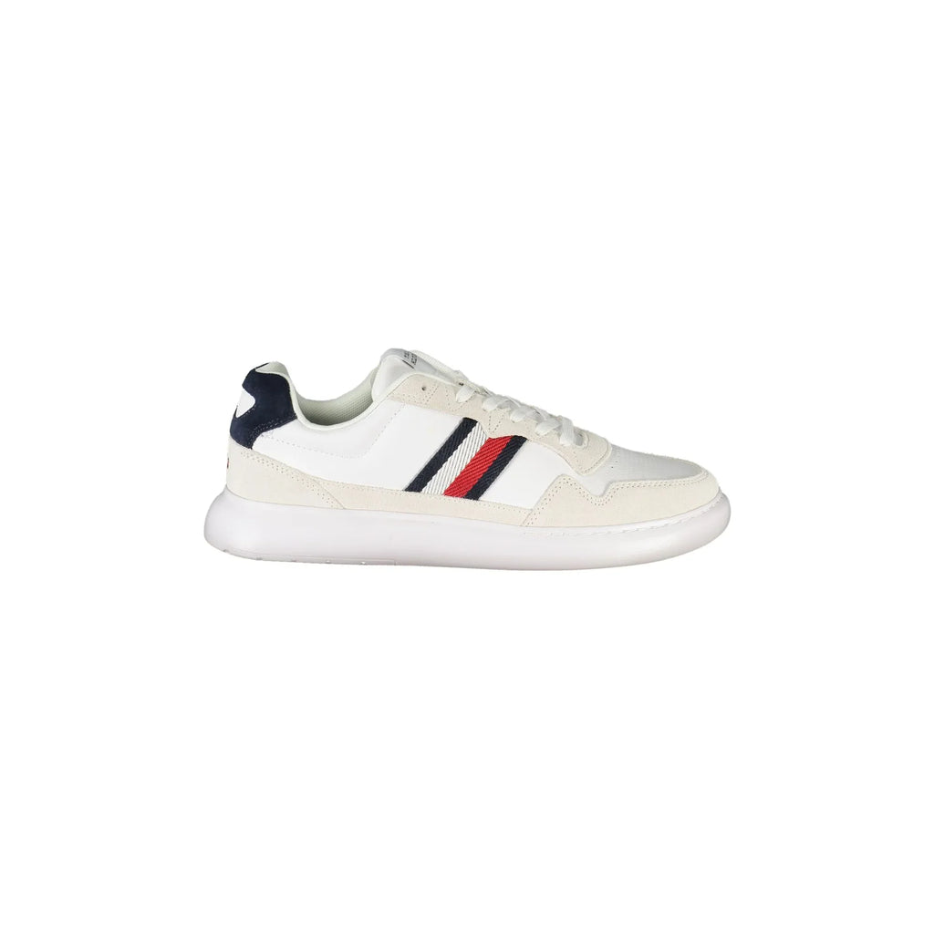 TOMMY HILFIGER Men's White Sport Shoe with Embroidery and Removable Footbed