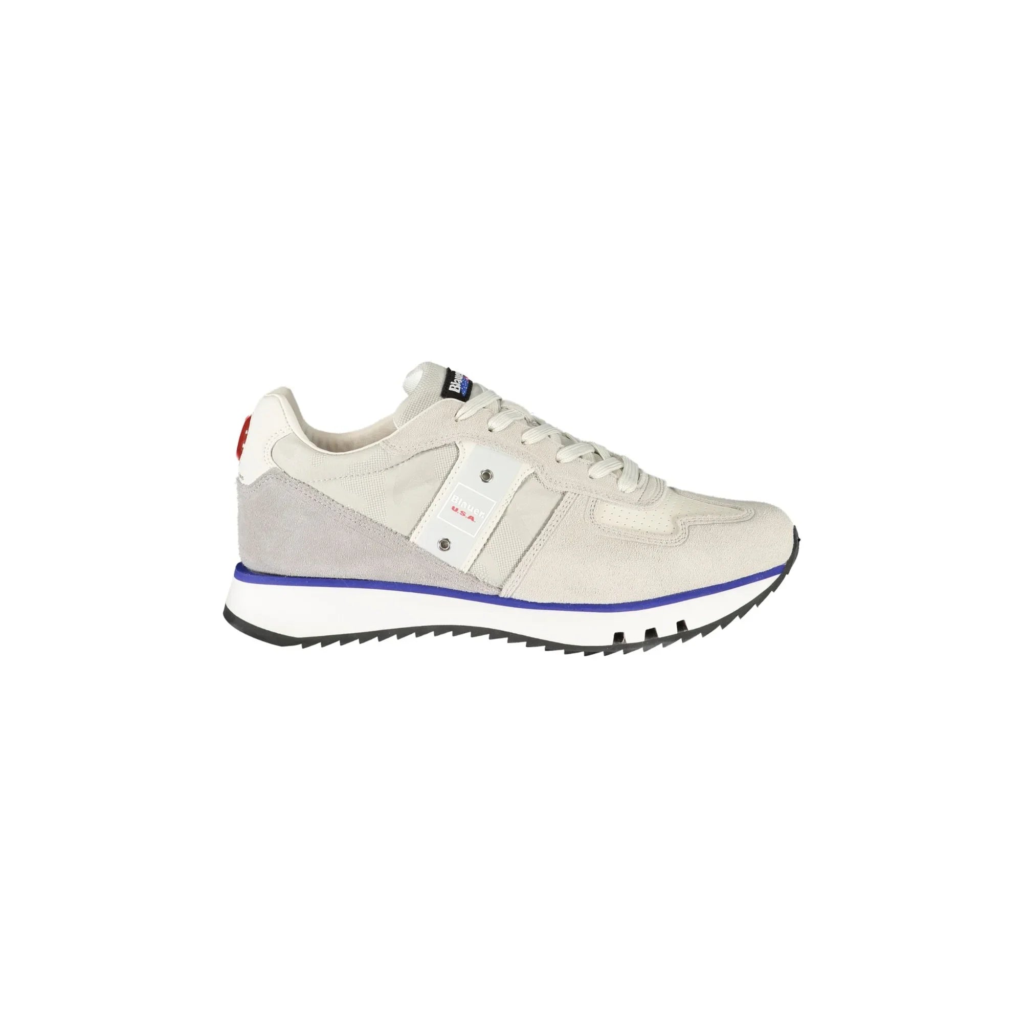 BLAUER Men's Grey Lace-Up Sneakers with Contrast Details
