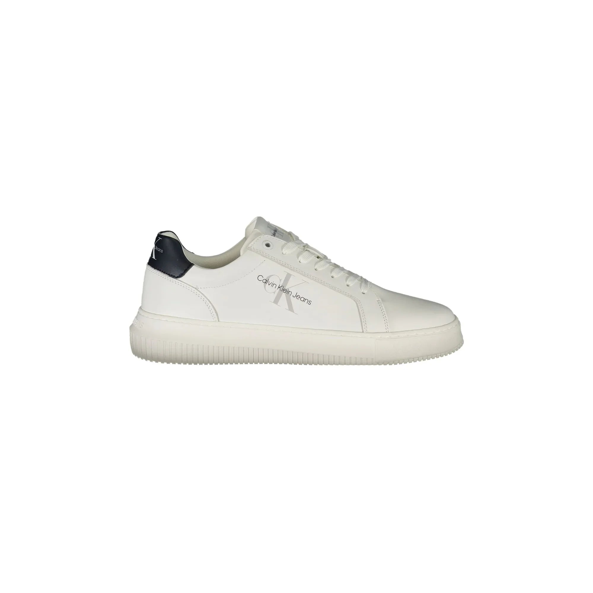 CALVIN KLEIN Men's White Sneakers with Black Details and Removable Insole
