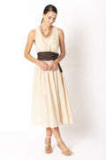 Long broderie anglaise dress with sash