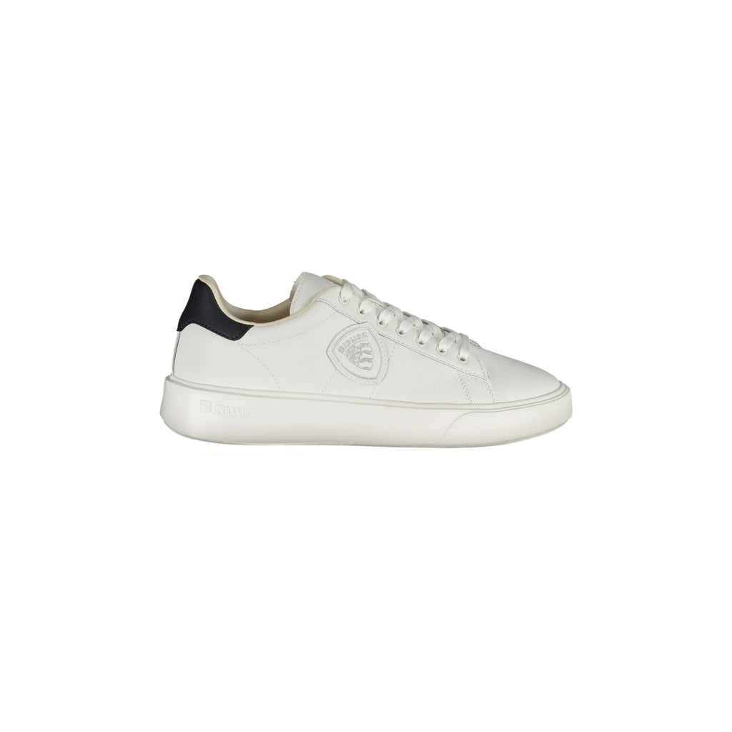 BLAUER Scarpe Sneakers Uomo Bianche con Dettagli Blu e Logo
