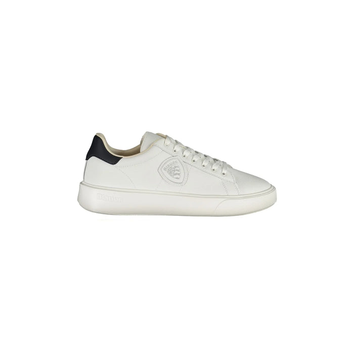 BLAUER Scarpe Sneakers Uomo Bianche con Dettagli Blu e Logo
