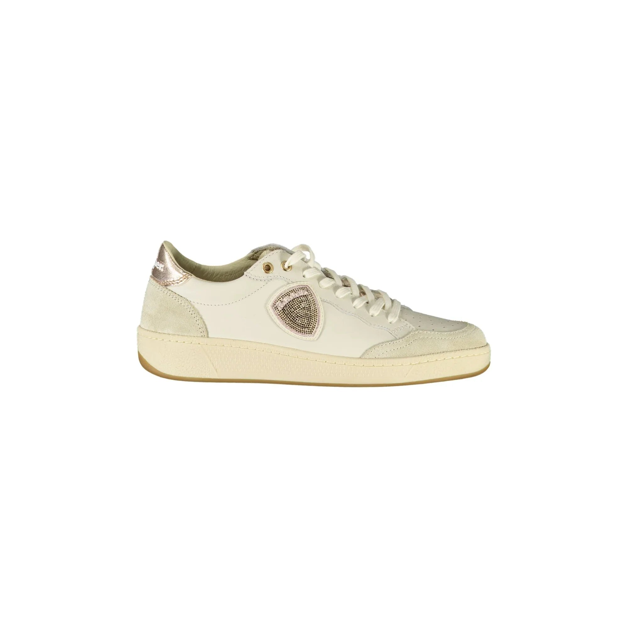 BLAUER Women's White Lace-up Sneakers with Bronze Details