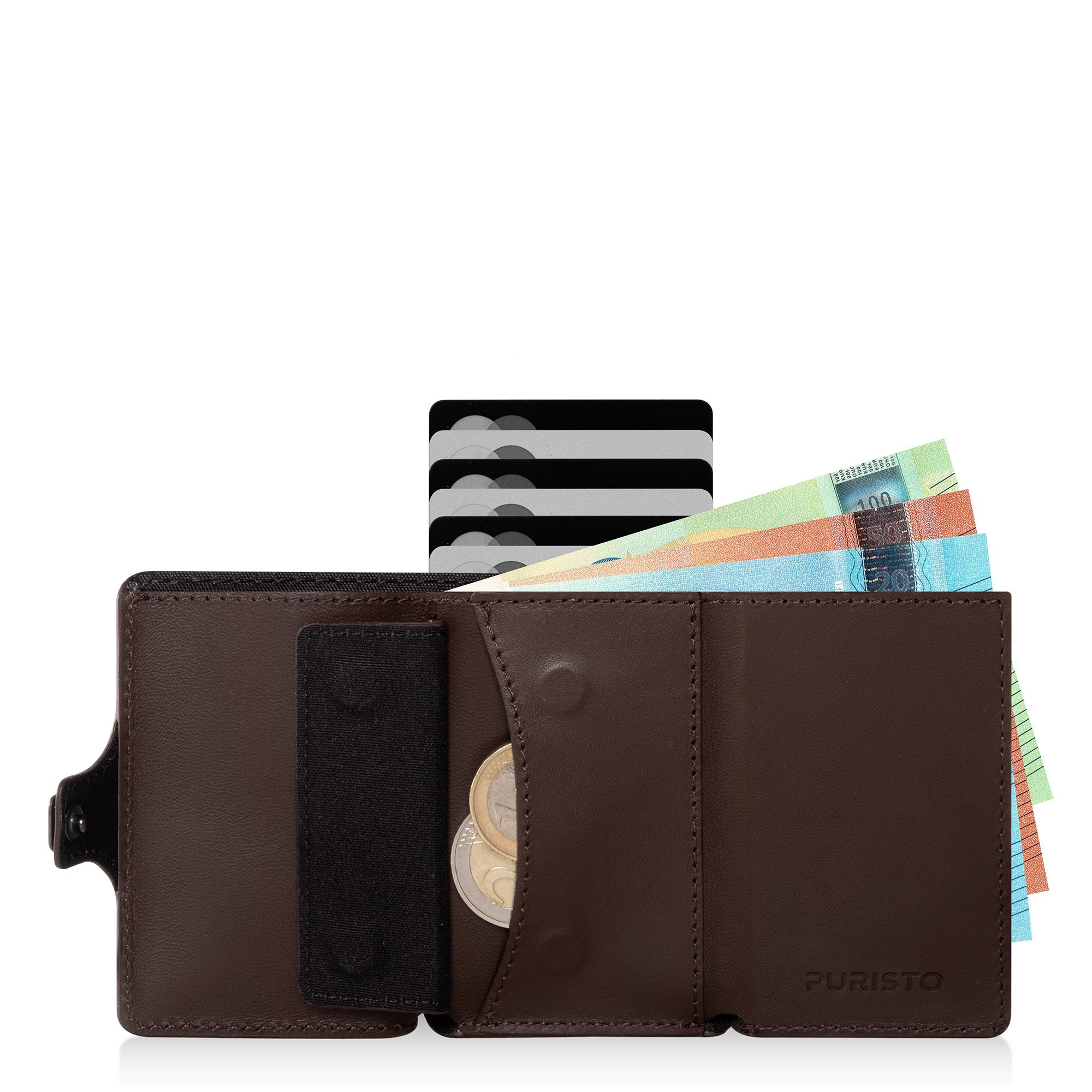KLIK Mini with Coin Pocket Brown Leather
