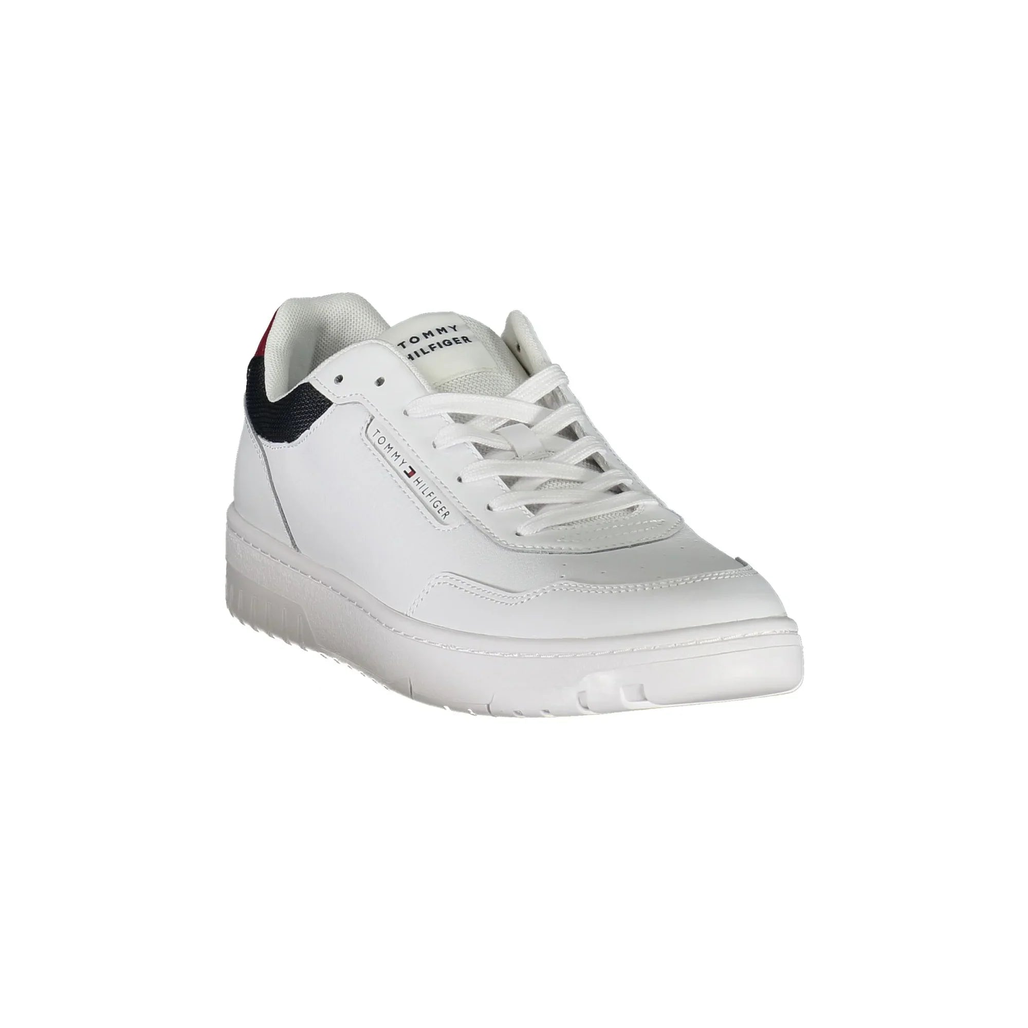 TOMMY HILFIGER Men's White Leather Sneakers with Contrast Details