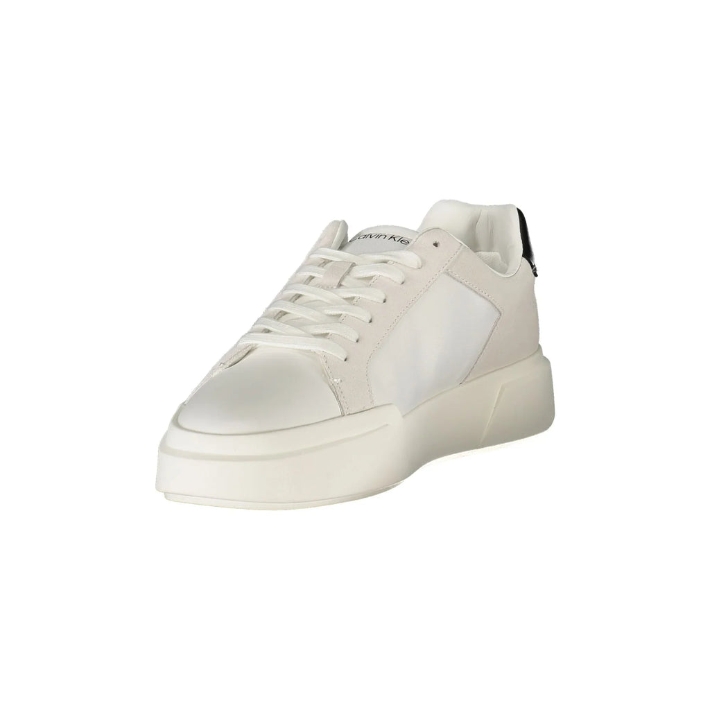 CALVIN KLEIN Sneakers Uomo Bianche con Lacci e Dettagli Neri